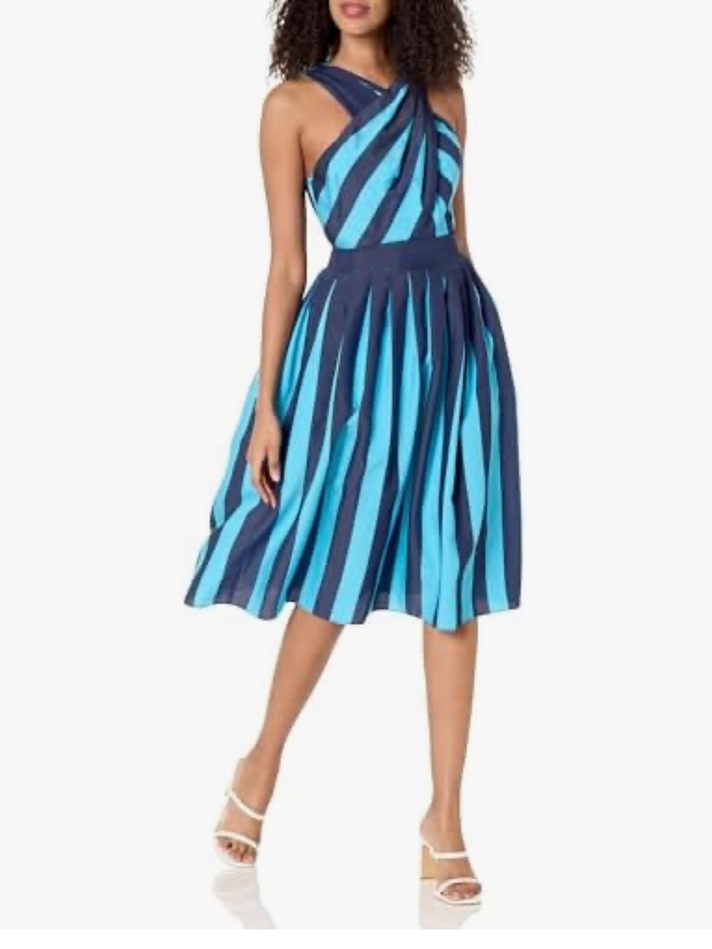 Trina Turk Women's Striped A line Dress, Below Deck Blue/Indigo size 12
